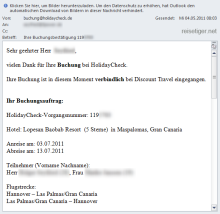 HolidayCheck Buchungsbestätigung E-Mail