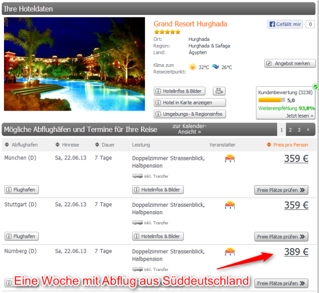 Grand Resort Hurghada mit Abflug aus München Stuttgart