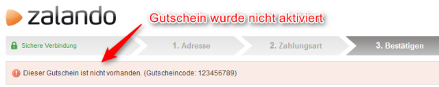 Zalando Gutschein ungueltig