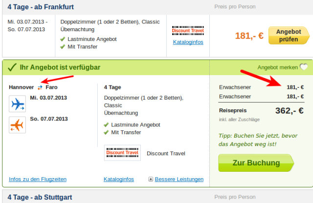 Angebot Pauschalreise Algarve