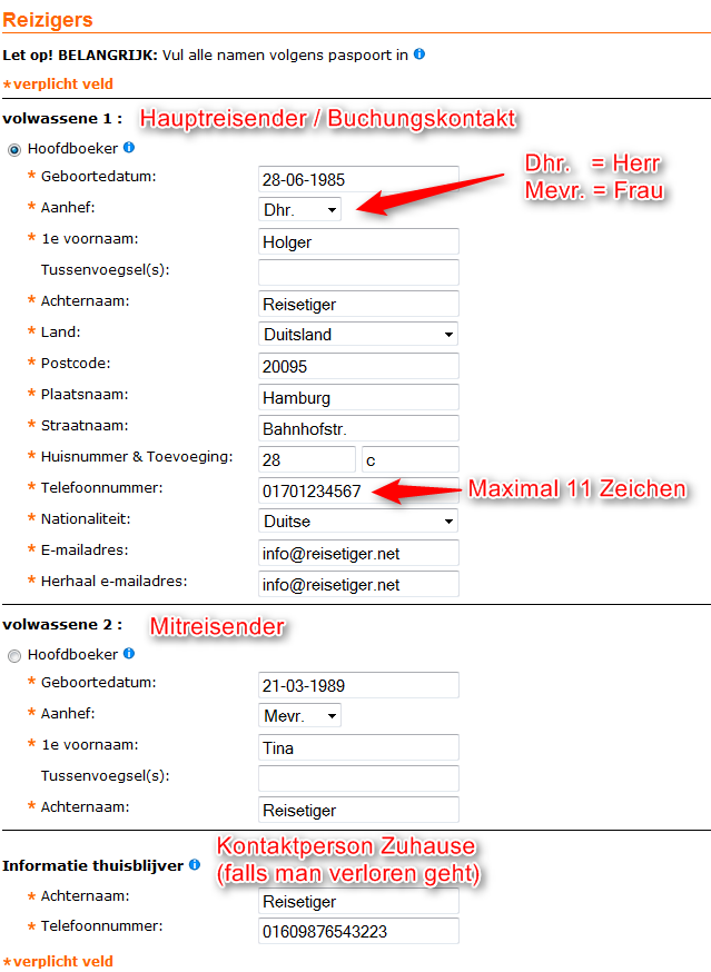 Arke Adresse und Telefonnummer der Reisenden