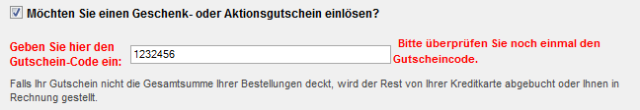 Fehlerhafter Gutscheincode