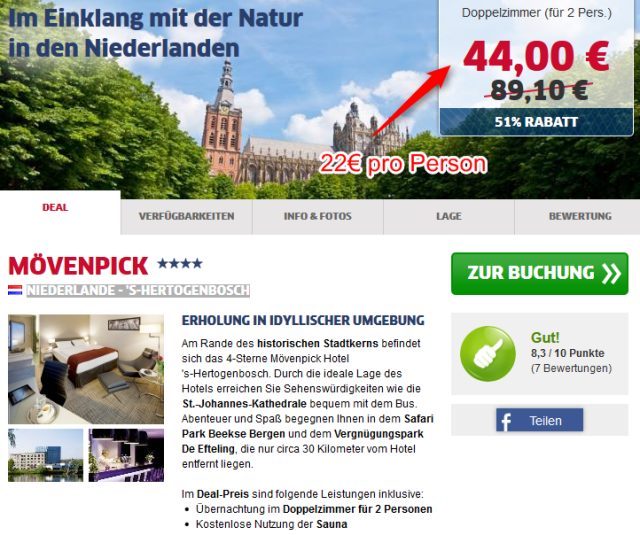 Moevenpick Holland Hotel Deal halber Preis