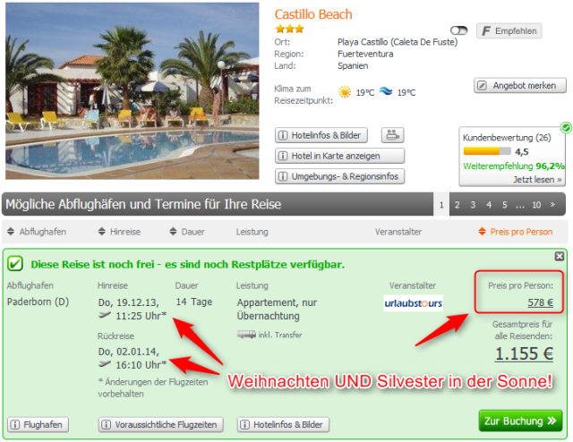 Fuerteventura Weihnachten und Silvester 2013