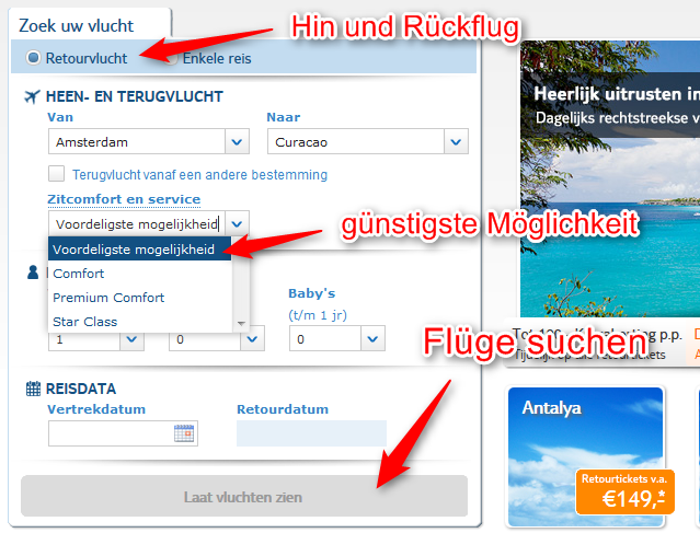 Arkefly-Flugsuche