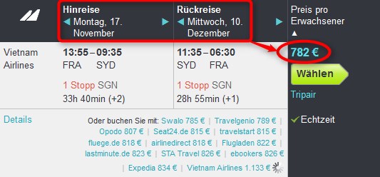 Skyscanner FRA-SYD