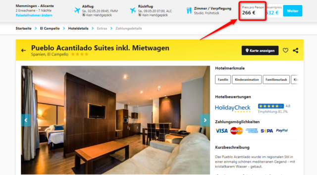 pueblo acantilado angebot hlx mietwagen