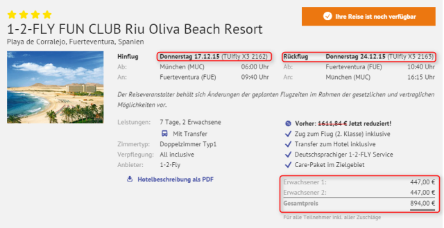 Preisuebersicht 12Fly Riu FUE