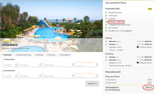 Buchungsuebersicht Stella Beach HLX