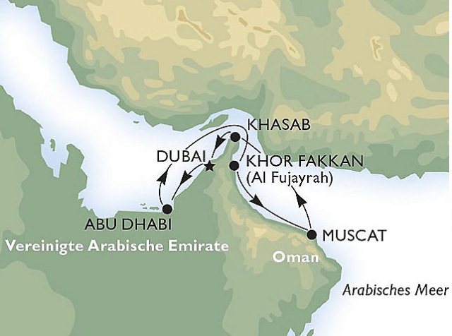 Route ab Dubai MSC Musica