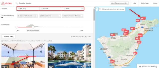 Uebersicht Airbnb Teneriffa