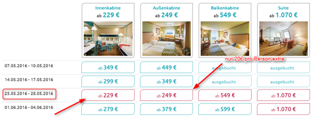 Angebotsuebersicht AIDAcara ab PMI ehoi