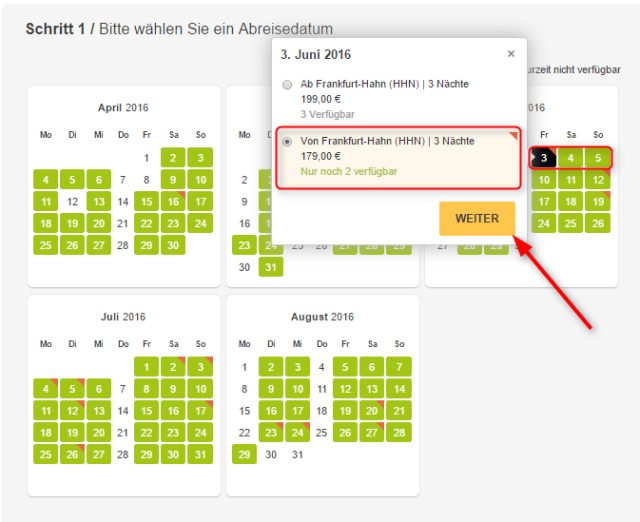 Angebotsuebersicht BlindBooking TravelBird