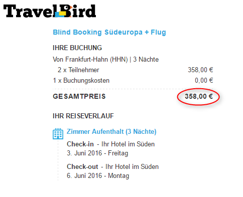 Buchungsuebersicht Blind Booking TravelBird