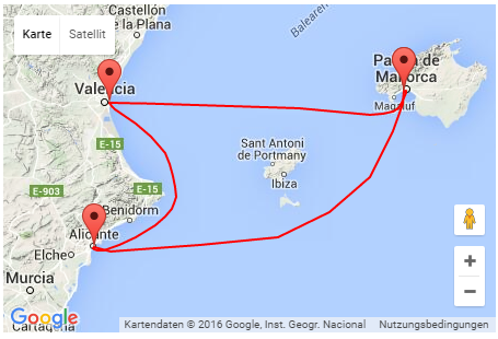 Route AIDAcara ab PMI ehoi