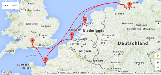 Route Westeuropa MSC ehoi