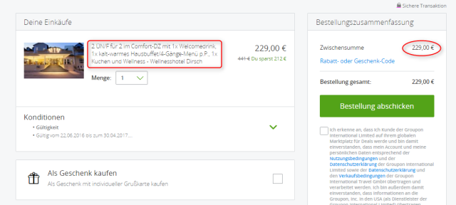 Buchungsuebersicht Dirsch Hotel Groupon