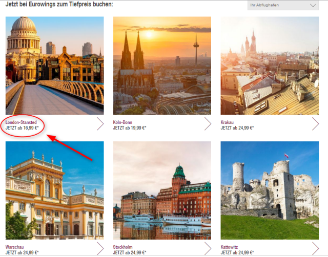Uebersicht Reiseziele Eurowings