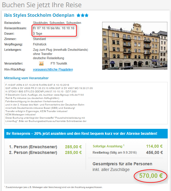 Buchungsuebersicht Stockholm 5vF