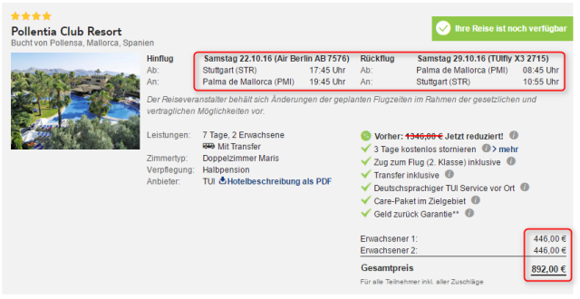 Club Pollentia Angebotsuebersicht TUI