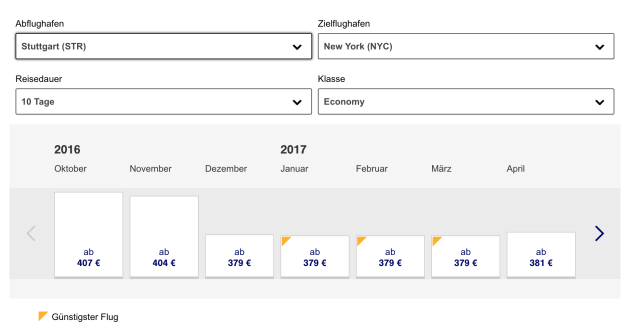 Lufthansa Flug nach New York