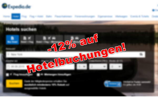 Gutscheincode für 12% auf Hotels bei Expedia.de
