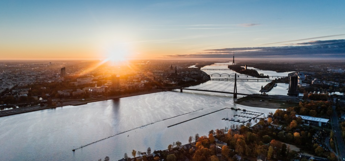 riga von oben sonnenuntergang