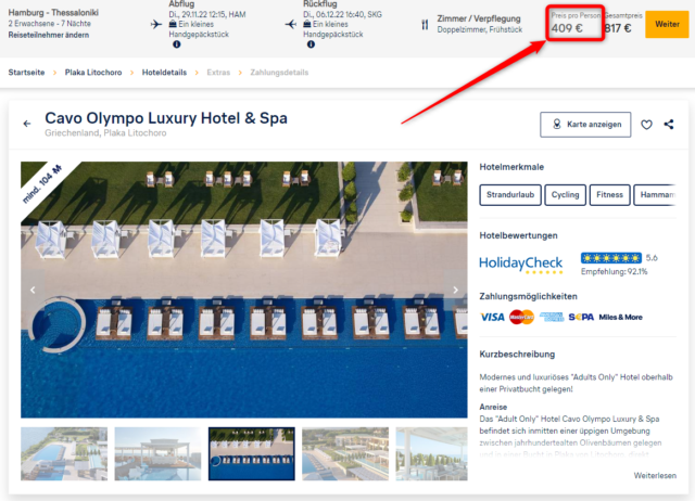 cavo olympo luxury hotel and spa angebot lufthansa holidays