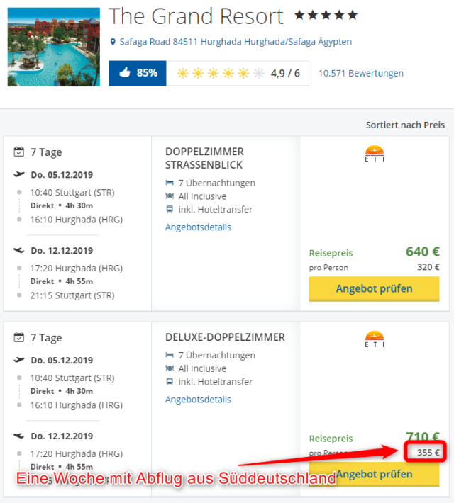 Grand Resort Hurghada mit Abflug aus Stuttgart