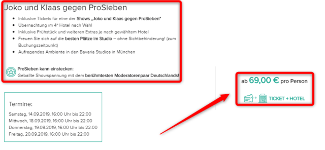 tickets fuer joko und klaas gegen prosieben angebot