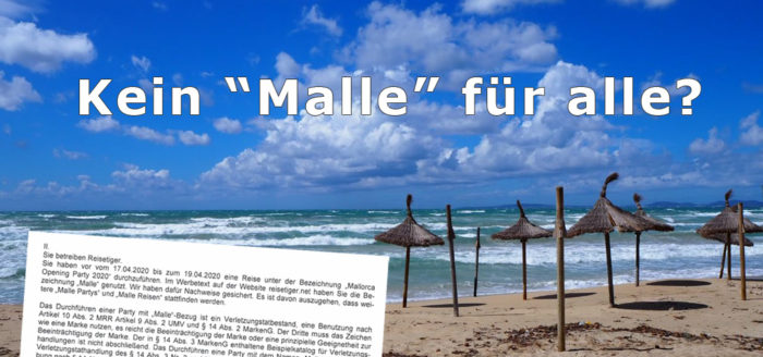 Strand auf Malle mit Abmahnung