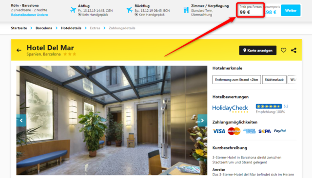 angebot barcelona wochenende hotel del mar hlx