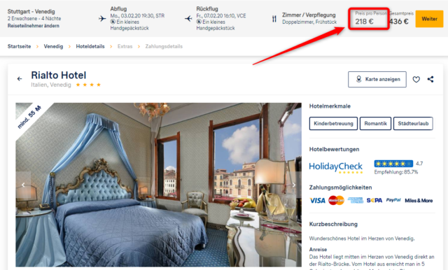 angebot rialto hotel venedig lufthansa holidays