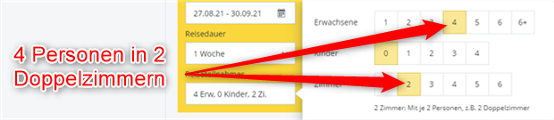 mehrere doppelzimmer buchen vier personen zwei zimmer