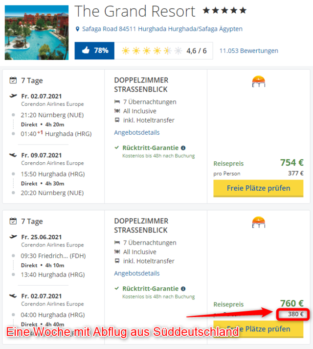 Grand Resort Hurghada mit Abflug aus Nuernberg