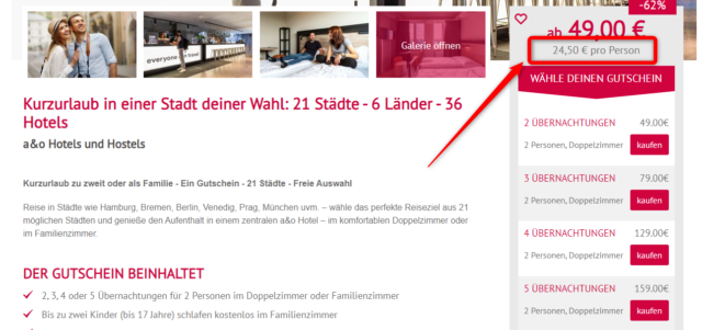 A O Deal 3 Tage Im A O Hotel Nach Wahl Fur 24 50 Gutschein 3 Jahre Gultig
